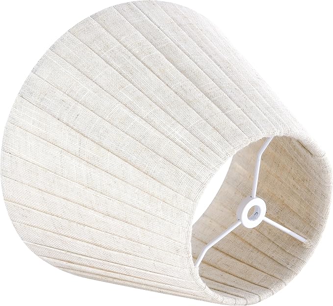 GO&SO 5"x9"x6.4" (Spider) Small Beige Oatmeal Linen Lampshades for Table Lamps, Wall Lamps-Bedside, with Pleated Modern Rustic Bell Lamp Shades Bedroom, Living Room- Natural Fabric (2 Pack)