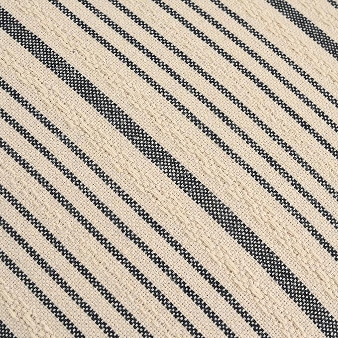 Navy Pillow Covers Farmhouse Linen Throw Pillow Covers Striped Outdoor Decorative Square Throw Pillows for Couch Sofa Bed 16 x16 in Pack of 2 Navy and Cream