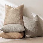 MIULEE 16x16 Inch Decorative Pillow Covers for Couch Bed Set of 2 Textured Boucle Neutral Winter Throw Pillows Light Taupe Accent Solid Cushion Pillowcases Sofa Livingroom Home Decor