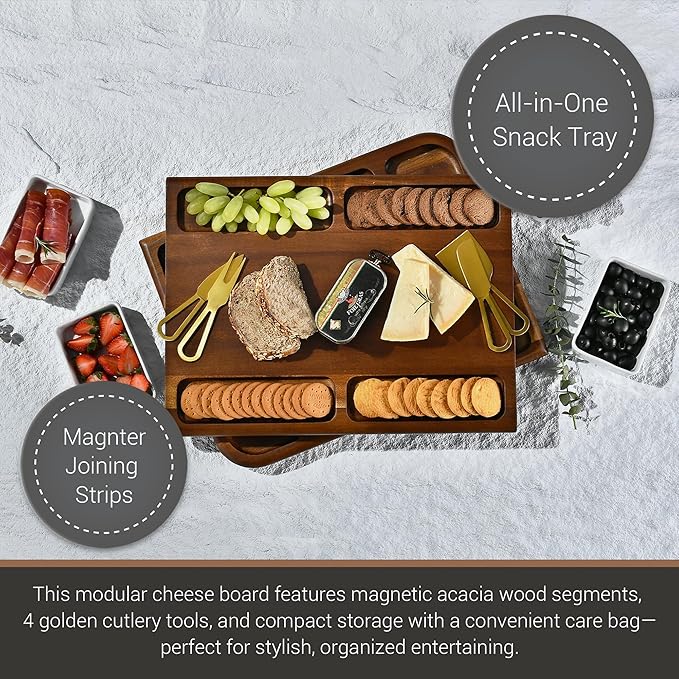 Shanik Premium Charcuterie Board - Extra Large Magnetic Double-Sided Cheese/Meat Serving Tray & Cutting Board - Gift for Weddings, Bridal Showers, Housewarming - Kitchen Essential, Quality 31 ½ inches