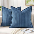 Mecatny Corduroy Throw Pillow Covers 26x26 Set of 2, Neutral Decorative Soft Boho Couch Pillow Covers with Broadside for Sofa Living Room, Navy