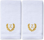 Decorative and Monogrammed Hand Towels for Bathroom Kitchen Makeup | Personalized Gift for Wedding-Bridal | Roman Font Custom Luxury Turkish Towel | Spa Collection, Oversized, 16 X 30 Inch, Set of 2