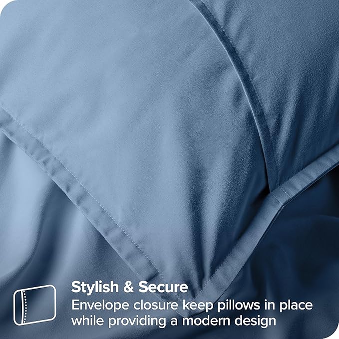 Bare Home Euro Pillow Sham Covers - Set of 2 - Premium 1800 Ultra-Soft Microfiber - Double Brushed - Bed Pillow Shams - Pillows Not Included (Set of 2, Coronet Blue)