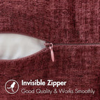 MIULEE Pack of 2 Christmas Couch Throw Pillow Covers 16x16 Inch Soft Wine Red Chenille Pillow Covers for Sofa Living Room Solid Dyed Pillow Cases