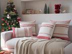 Christmas Pillow Covers 20x20 Inch Set of 2, Red Textured Boho Christmas Decorative Couch Pillow Cases for Farmhouse Home Decor, Accent Cushion Cover for Sofa, Bed, Living Room, Bedroom
