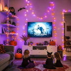 JMEXSUSS 163 FT 500 LED Halloween String Lights Indoor, Orange and Purple Halloween Lights Outdoor, 8 Modes Outdoor Waterproof Clear Wire Christmas String Light Plug in