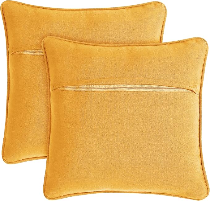 Boho Living Jada Premium Woven Design, Living Room Décor, Decorative Throw, (2) 20" x 20" Pillow Covers, Mustard Yellow 2 Count