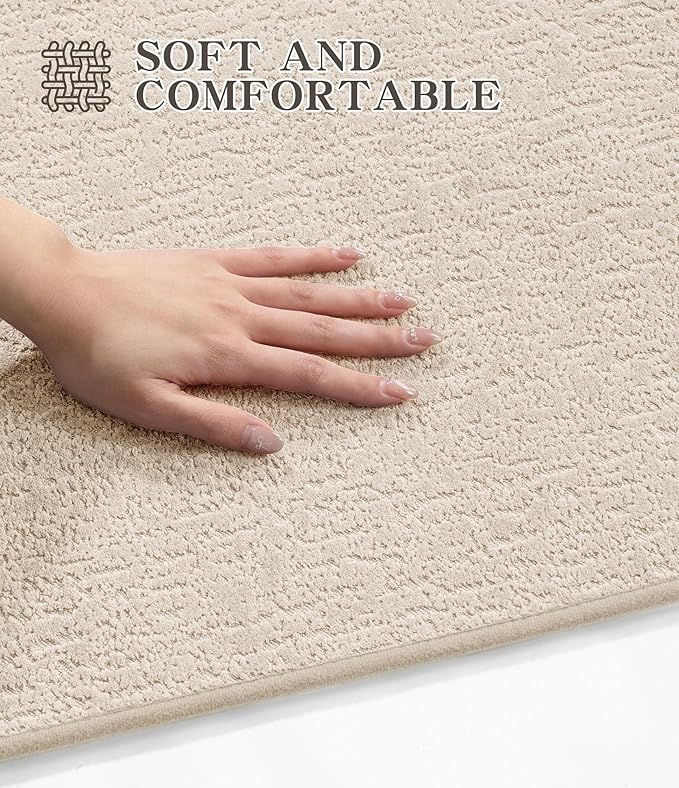 chakme Bathroom Rugs Mat 59x17, Ultra Thin Non Slip Bath Mat Quick Dry Absorbent Bath Mat for Bathroom Floor, (Light Beige, 59"x17")
