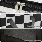 Black and White Checkered Clothes Storage Bins, 100L Large Blanket Storage Bags 3 Pack, Closet Organizers and Storage Containers for Comforters, Bedding, Foldable Organizer with Handle