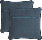 Boho Living Jada Premium Woven Design, Living Room Décor, Decorative Throw, (2) 18" x 18" Pillow Covers, Indigo 2 Count