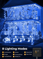 Brightown 100LED Solar String Lights Outdoor, Solar Powered Lights IP65 Waterproof for Party Garden Yard Home Holiday Tree Decoration Lighting (Blue, 100LED-2PACK)