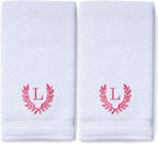 Decorative and Monogrammed Hand Towels for Bathroom Kitchen Makeup | Personalized Gift for Wedding-Bridal | Roman Font Custom Luxury Turkish Towel | Spa Collection, Oversized, 16 X 30 Inch, Set of 2