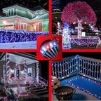1500 LED 470FT Christmas Lights Outdoor,12 Lighting Modes Christmas String Lights with Timer, Dimmable Plug in Red White and Blue LED StringLights Waterproof for Yard Tree Wedding Party Holiday
