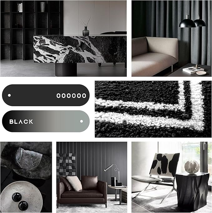 Tititex Luxury Black White Frame Line Bathroom Rug, 16x24 inch Extra Soft and Absorbent Microfiber Bath Rugs, Non-Slip Plush Shaggy Bath Carpet, Bath Mats for Bathroom Floor, Tub and Shower