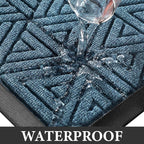Yimobra Outdoor Mats for Front Door, Stops Mud & Dirt at Entrance, Fits Garage & Patio, All-Weather Waterproof Non Slip Outdoor Indoor Welcome Mat, 29.5x17 Mix Blue