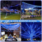 Christmas Lights Indoor, 132FT 400 LED Outdoor String Lights with 8 Modes Waterproof, Plug in Fairy Twinkle Lights Clear Wire for House Bedroom Patio Window Garden Wedding Decorations