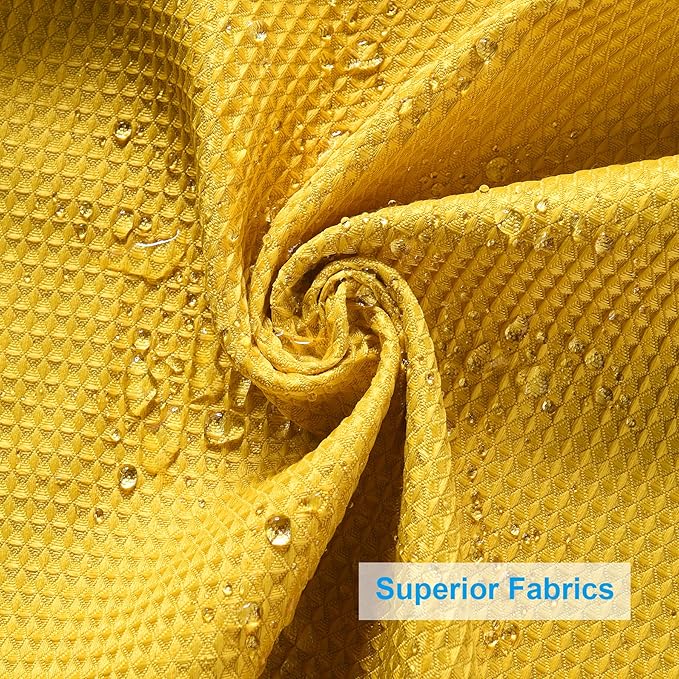 AmazerBath Waffle Shower Curtain, Mustard Yellow Fabric Shower Curtain with Waffle Weave Heavy Duty Hotel Quality, 72 x 72 Inches