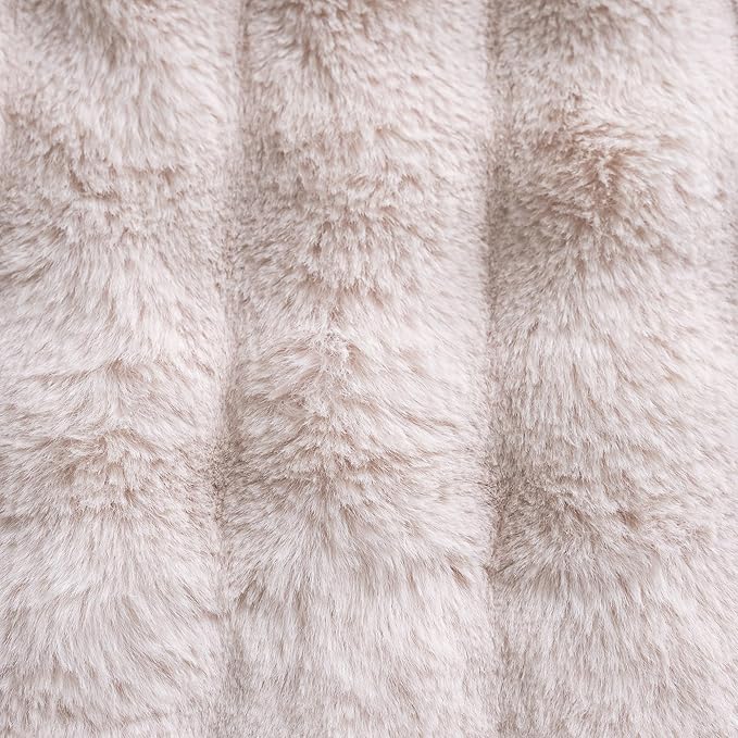 Neelvin Beige Faux Fur Cozy Soft Double-Sided Decorative Throw Pillow Covers 12x20 inch Set of 2,Velvet Pillowcase Cushion Case for Sofa Couch