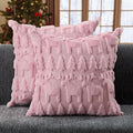 DFXSZ Christmas Pillow Covers 18x18 inch Set of 2 Pink Christmas Tree Elk Decoration Soft Plush Faux Fur Jacquard Throw Pillows for Bedroom Sofa Holiday Festivals Winter Home Decor PTK069D18