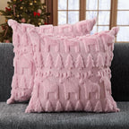 DFXSZ Christmas Pillow Covers 18x18 inch Set of 2 Pink Christmas Tree Elk Decoration Soft Plush Faux Fur Jacquard Throw Pillows for Bedroom Sofa Holiday Festivals Winter Home Decor PTK069D18