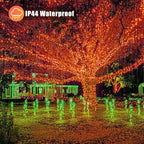 Vivideal 100 LED Orange Halloween Lights Outdoor Waterproof 33ft Halloween String Lights Indoor 8 Modes Clear Wire, Plug in Orange String Light for Xmars Tree Bedroom Thanksgiving Decorations