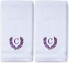 Decorative and Monogrammed Hand Towels for Bathroom Kitchen Makeup | Personalized Gift for Wedding-Bridal | Roman Font Custom Luxury Turkish Towel | Spa Collection, Oversized, 16 X 30 Inch, Set of 2