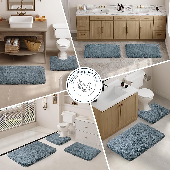 Walensee Large Bathroom Rug (24 x 72, Slate) Extra Soft and Absorbent Shaggy Bath Mat Machine Washable Microfiber Non Slip Luxury Floor Mat