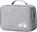 MIRLEWAIY Portable Electronics Accessories Organizer Bag Travel Charger Cable Storage Soft Case Double Layer for Hard Drives, Cord, USB, SD Cards Carrying, Grey