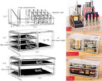 Cq acrylic 3 Pack Clear Makeup Organizer Countertop, Stackable 6 Drawers Skincare Organizer,Cute Skin Care Organizer for Vanity Hair Clip,Jewelry,Beauty Product Desk and Make Up Organizers for Vanity