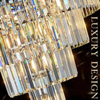 Modern Chrome Crystal Chandeliers 24” Luxury Chandeliers 4-Tier 12 Lights K9 Crystal Round Ceiling Pendant Light Fixture Contemporary for Living Dining Room Foyer Staircase Bedroom