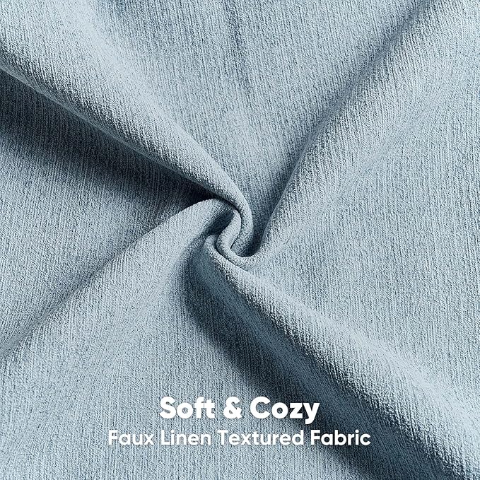 FUTEI Denim Blue Chenille Decorative Throw Pillow Covers 12x20 Inch Set of 2,Soft Cozy Faux Linen Textured Lumbar Pillow Cases,Farmhouse Home Decor for Couch Living Room