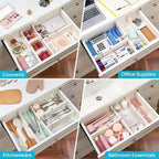 Vtopmart Drawer Dividers for Clothes 8 Pack, Adjustable 4" High Expandable from 11.6"-17" Dresser Drawer Organizer, Plastic Drawers Separators for Dresser, Baby Clothes, Kitchen and Office Storage