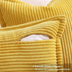 decorUhome Corduroy Mustard Yellow Throw Pillow Covers 12x20 Set of 2 Decorative Soft Boho Farmhouse Lumbar Euro Couch Pillow Covers for Living Room Bed Sofa Broadside Striped Pillow Cases