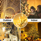 2-Pack 66FT 200 LED String Lights Indoor Outdoor Waterproof, Christmas Lights on Clear Wire, 13 Modes Twinkle Fairy String Lights for Xmas Tree Wedding Decorations Party Bedroom Garden (Warm White)