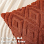 decorUhome Fall Couch Throw Pillow Covers 22x22 Set of 2, Decorative Soft Plush Faux Wool Neutral Accent Pillow Covers for Bed Sofa Living Room, Rust
