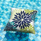 DFXSZ Navy Blue Flower Pillow Covers 18x18 Inch Set of 2 White Gray Colored Throw Pillows Outdoor Waterproof Decor for Living Room Sofa Patio Funiture Garden Floral Polyester Pillow Covers 002P18