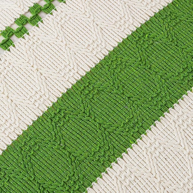 Fancy Homi Set of 2 Boho Lime Green Decorative Throw Pillow Cover 16x16 Inch for Couch Bed Sofa, Aesthetic Modern Organic Farmhouse Home Decor, Soft Cotton Cute Accent Macrame Woven Cushion Case