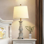 Table Lamps for Living Room Set of 2 Farmhouse Bedroom Lamps with USB C+A Charging Ports Touch Bedside Lamps for Nightstand,2 Bulbs Included