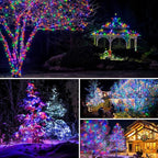 4 Pack Solar String Lights for Outside - 320LED 132FT Solar Fairy Lights Outdoor Waterproof 8 Modes, Copper Wire Solar Powered Twinkle Lights for Tree Garden Christmas Wedding Party Decor, Multicolor
