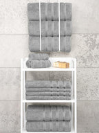 American Soft Linen Luxury 4 Piece Bath Towel Set, 600 GSM 100% Cotton Turkish Bath Towels for Bathroom, 27x54 in Large Bathroom Shower Towels, Light Grey