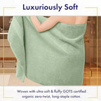 100% Organic Zero-Twist Cotton Towels - GOTS Certified Luxury Bath Towels - Ultra Soft & Plush 700GSM Long-Staple Cotton - 6 Piece Towel Set (Eucalyptus Green)