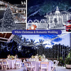 KNONEW 99ft 300 LED Christmas Lights Outdoor String Lights 8 Modes & Memory Fairy Light Plug in Waterproof LED String Lights for Xmas Yard Tree Wedding (Cool White)