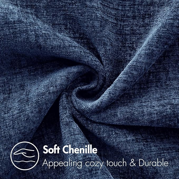 MIULEE Pack of 2 Couch Throw Pillow Covers 12x20 Inch Spring Soft Dusty Blue Chenille Pillow Covers for Sofa Living Room Solid Dyed Pillow Cases