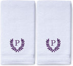 Decorative and Monogrammed Hand Towels for Bathroom Kitchen Makeup | Personalized Gift for Wedding-Bridal | Roman Font Custom Luxury Turkish Towel | Spa Collection, Oversized, 16 X 30 Inch, Set of 2