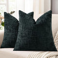 decorUhome Black Chenille Throw Pillow Covers 26x26 Set of 2 Thick Textured Slubby Couch Pillow Covers Farmhouse Accent Modern Neutral Decorative Pillow Cases for Bed Sofa Living Room