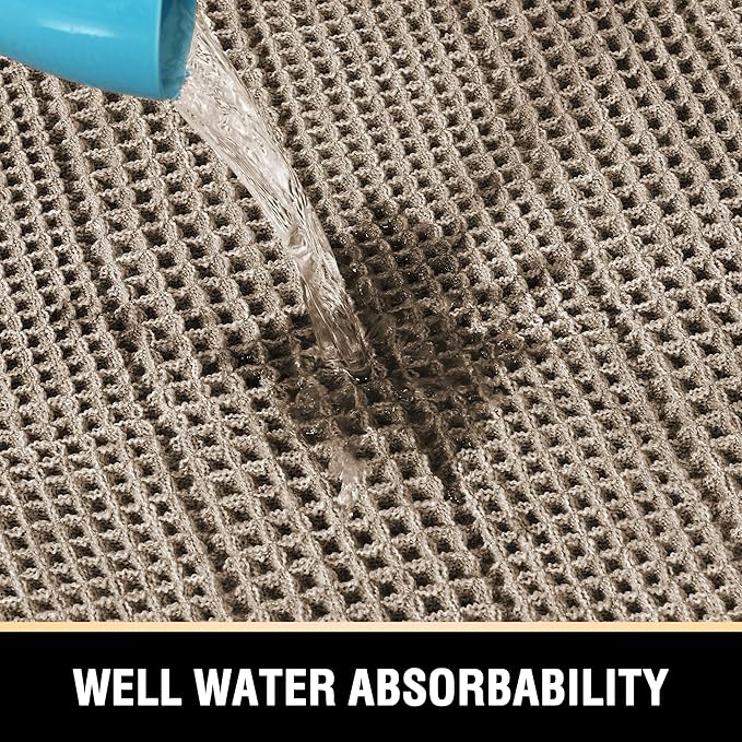 H.VERSAILTEX Waffle Bath Mat Super Absorbent Bathroom Mats Non Slip Bath Rugs for Bathroom Floor Machine Washable Dry Fast Bathroom Rugs for Beside Tub, 24" x 60", Irish Cream