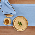 Solino Home Linen Cornflower Blue Table Runner 132 Inches Long - 100% Pure Linen Hemstitch 14 x 132 Inch Table Runner for Dining - Classic Hemstitch