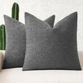 MIULEE 22x22 Inch Decorative Euro Sham Throw Pillows for Bed Set of 2 Textured Boucle Neutral Winter Throw Pillow Covers Dark Gray Accent Solid Euro Couch Pillowcases Sofa Livingroom Home Decor