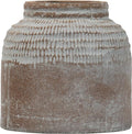 Foreside Home and Garden Small Antique Brown Glazed Terracotta Planter Pot with Whitewashed Finish