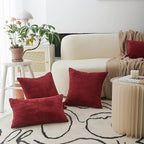 Home Brilliant Lumbar Throw Pillow Covers 12x20 inch 2 Pack Solid Striped Corduroy Dark Red Rectangle Pillow Cover for Sofa Couch Wedding Christmas Decorations, 12 x 20 inch, Burgundy